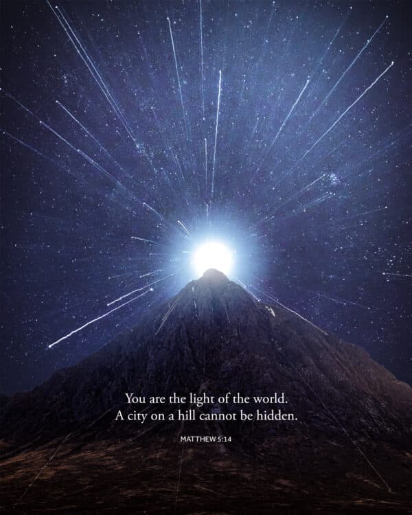 "You are the light of the world. A city on a hill cannot be hidden." - Matthew 5:14