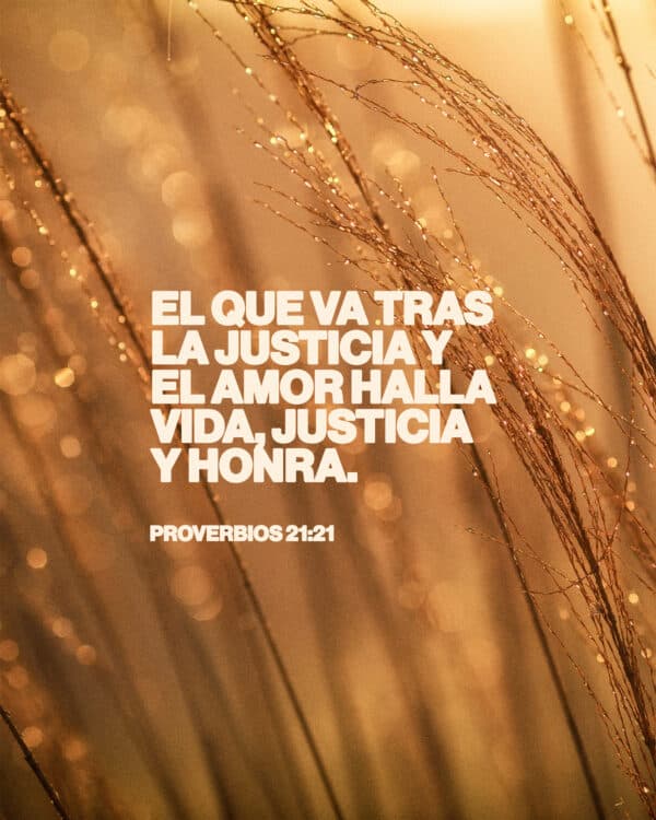 "El que va tras la justicia y el amor halla vida, justicia y honra." - Proverbios 21:21