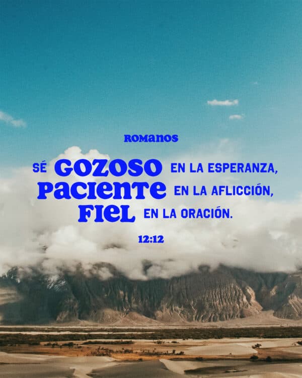 "Sé gozoso en la esperanza, paciente en la aflicción, fiel en la oración." - Romanos 12:12