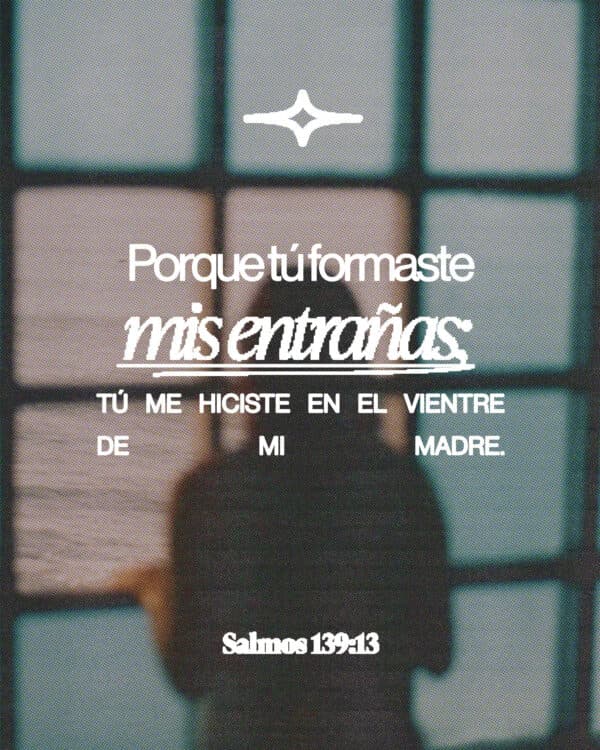 "Porque tú formaste mis entrañas; Tú me hiciste en el vientre de mi madre." - Salmos 139:13