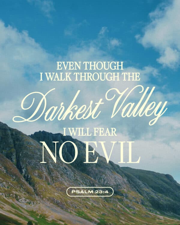 "Even though I walk through the darkest valley, I will fear no evil." - Psalm 23:4