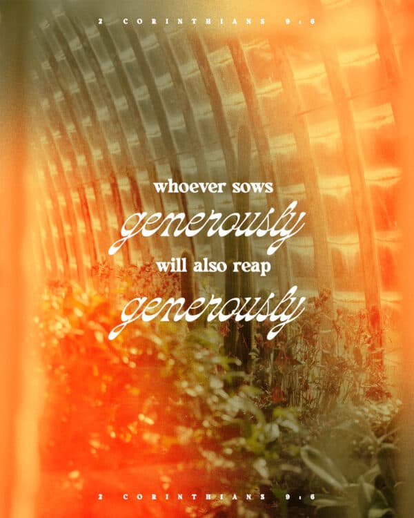 "Whoever sows generously will also reap generously." - 2 Corinthians 9:6