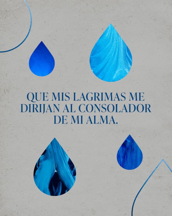 Que mis lagrimas me dirijan al consolador de mi alma.