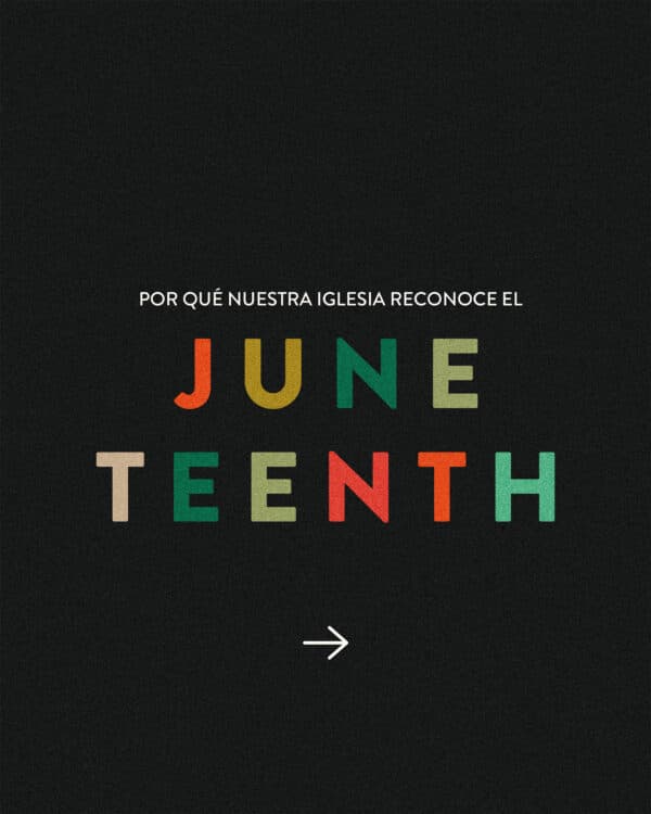 Por qué nuestra iglesia reconoce el Juneteenth. 1) La enmancipación ya habia sido proclamada, pero los esclavos en Texas no lo sabían todavía. Juneteenth conmemora el día en el que llegó la noticia. 2) Siempre celebraremos  cuando la gente es librada de la esclavitud. Esa es la historia del cristianismo también.  3) Celebramos la libertad física de nuestros hermanos y hermanas negros que sufrieron esclavitud en su linaje histórico porque nosotros también hemos sido librados de nuestra esclavitud al pecado. ¡Es todo acerca de libertad!