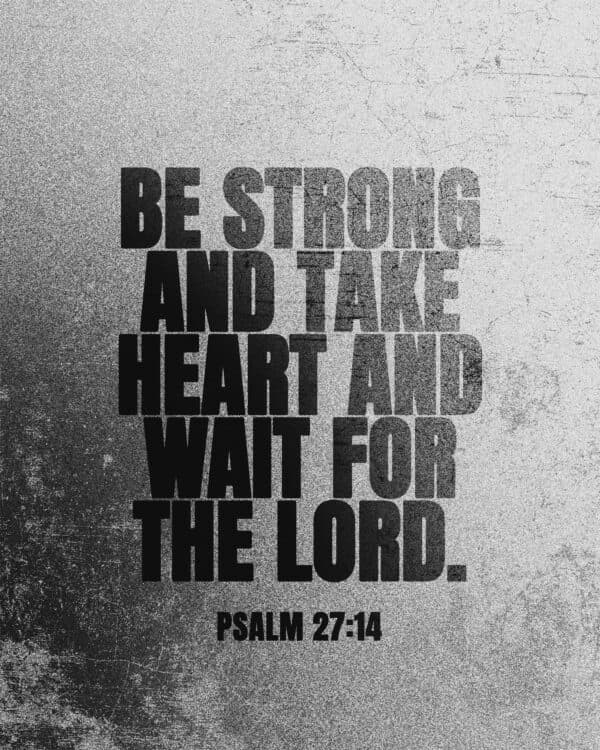 "Be strong and take heart and wait for the Lord." - Psalm 27:14