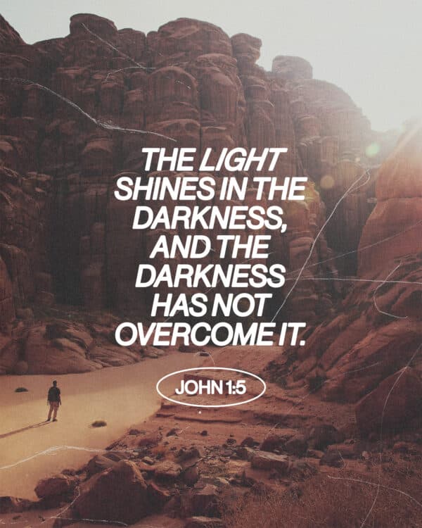 "The light shines in the darkness, and the darkness has not overcome it." - John 1:5