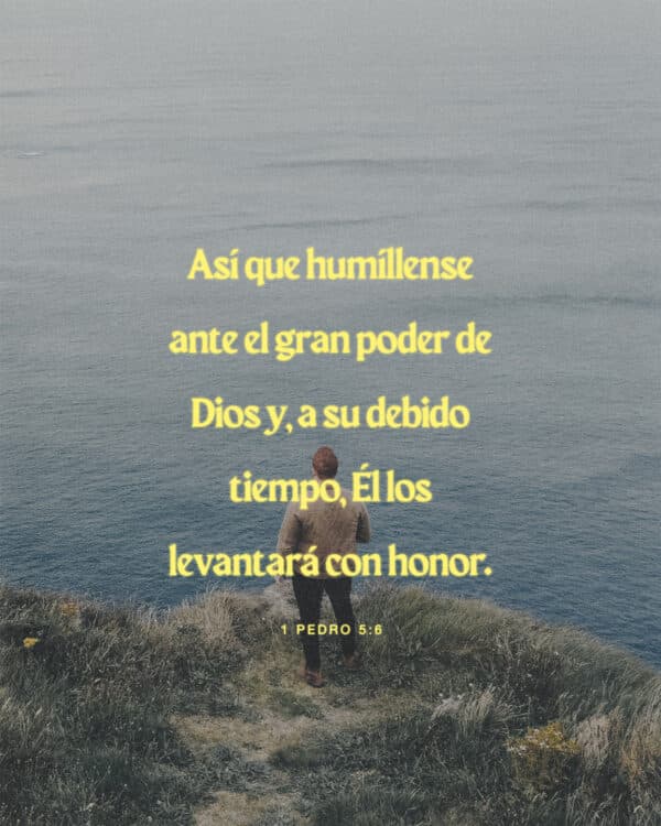 Así que humíllense ante el gran poder de Dios y, a su debido tiempo, Él los levantará con honor. - 1 Pedro 5:6