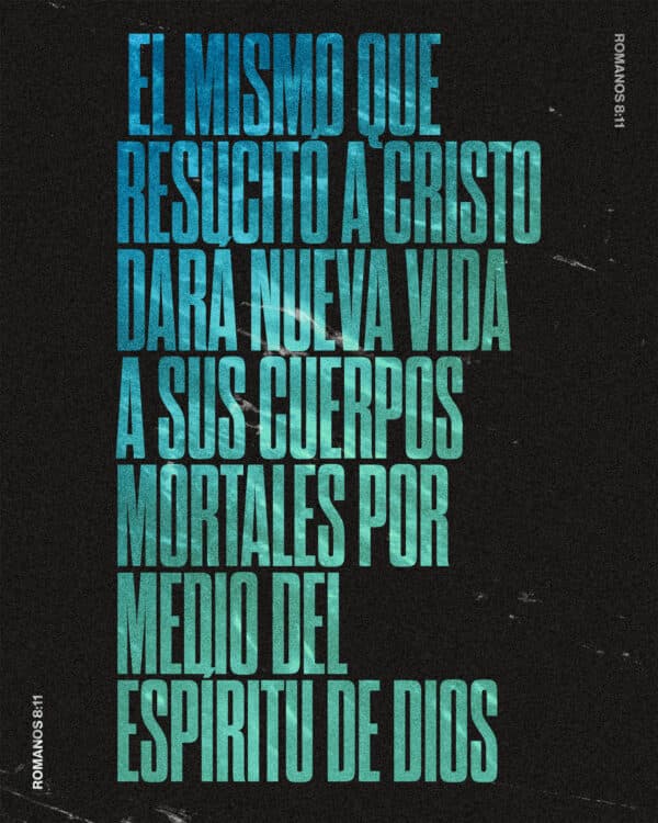 "El mismo que resucitó a Cristo dará nueva vida a sus cuerpos mortales por medio del Espíritu de Dios." - Romanos 8:11