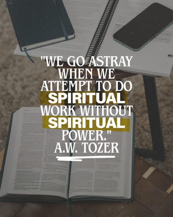 "We go astray when we attempt to do spiritual work without spiritual power." A.W. Tozer