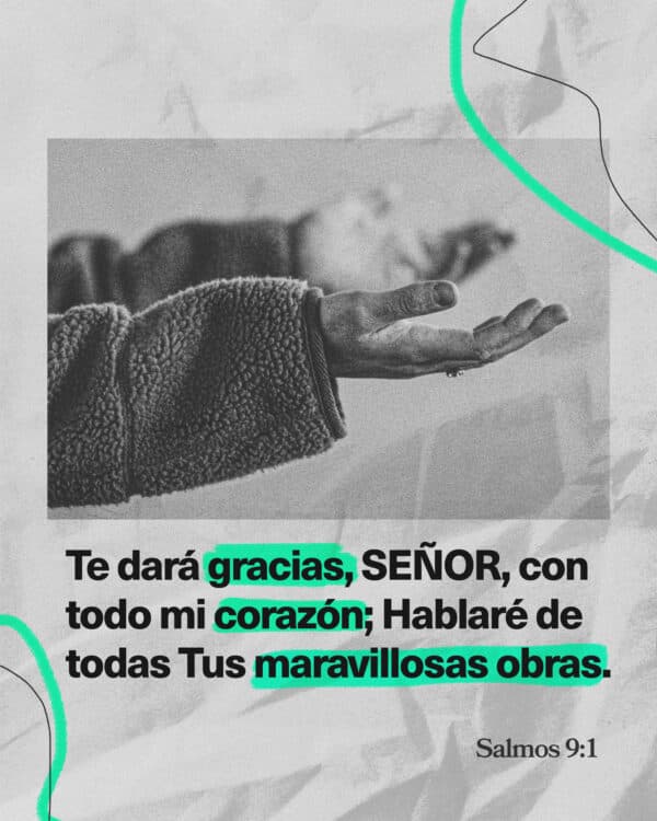 Te dará gracias, SEÑOR, con todo mi corazón; Hablaré de todas Tus maravillosas obras. - Salmos 9:1