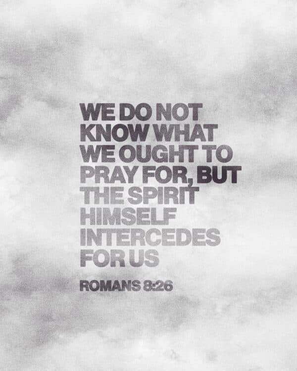 We do not know what we ought to pray for, but the Spirit himself intercedes for us. - Romans 8:26