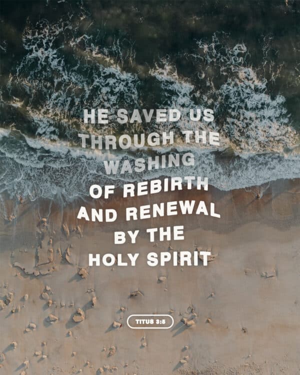 He saved us through the washing of rebirth and renewal by the Holy Spirit - Titus 3:5