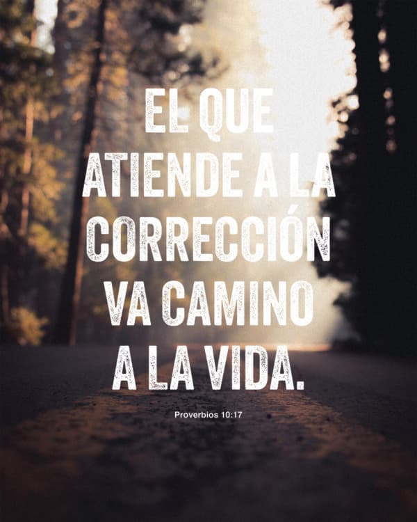 El que atiende a la corrección va camino a la vida. - Proverbios 10:17