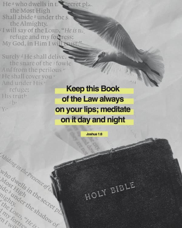 Keep this Book of the Law always on your lips; meditate on it day and night - Joshua 1:8