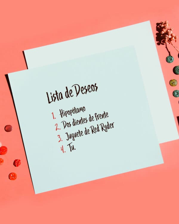 Lista de Deseos: hipopótamo, dos dientes de frente, juguete de Red Ryder, Tu.