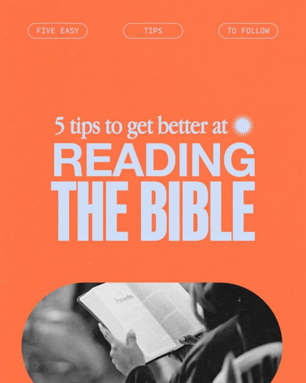 5 tips to get better at reading the Bible. (1) Set aside a specific time each day to read. (2) Choose a specific translation that you engage with best. (3) Read actively. Underline, write notes, and ask questions in the margins. (4) Seek study resources to help answer those questions. (5) Apply it to your life!