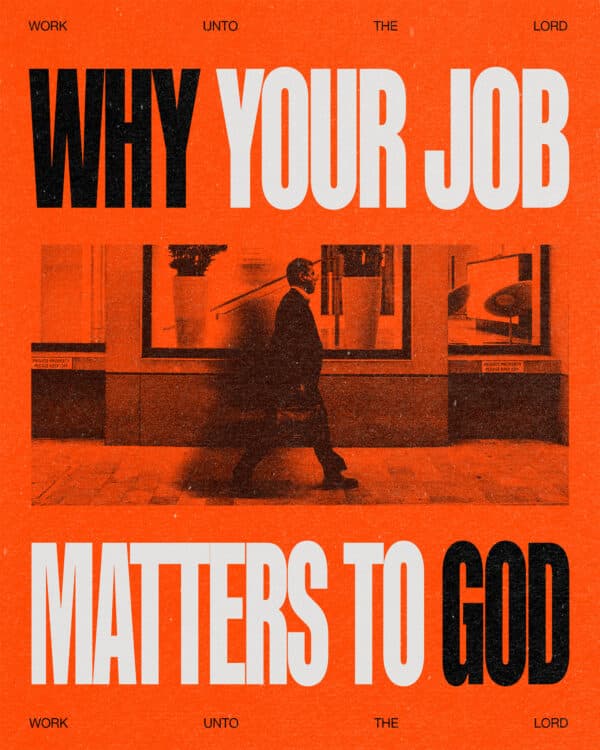 Why your job matters to God. (1) God doesn't make distinction between people who work at a church or who work at a regular job. (2) Work takes up almost half of your waking hours, and we're all called to be ministers. (3) Pastors mostly only influence other Christians. You have the chance to influence people who need to meet Jesus. (4) And whatever you do, do it heartily, as to the Lord and not to men, knowing that from the Lord you will receive the reward of the inheritance; for you serve the Lord Christ. - Colossians 3:23-24