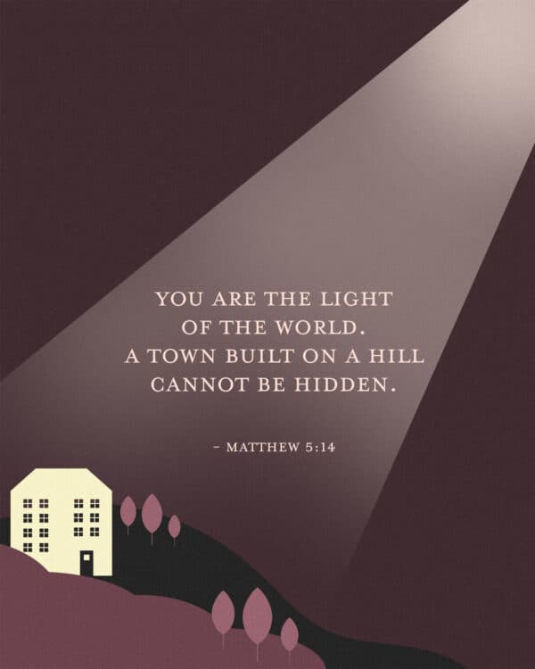 You are the light of the world. A town built on a hill cannot be hidden. - Matthew 5:14