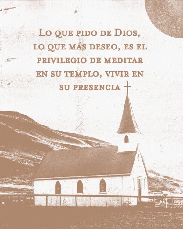 Lo que pido de Dios, lo que más deseo, es el privilegio de meditar en su templo, vivir en su presencia - Salmos 27:4