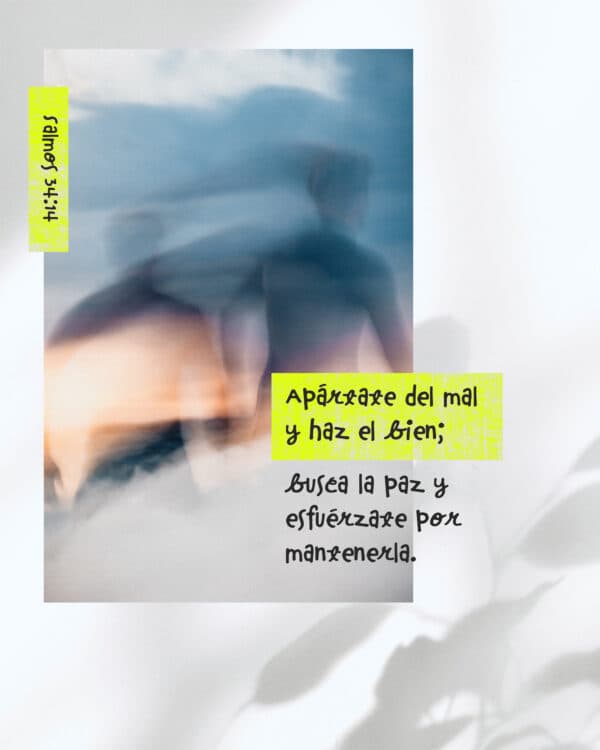 Apártate del mal y haz el bien;  busca la paz y esfuérzate por mantenerla. - Salmos 34:14
