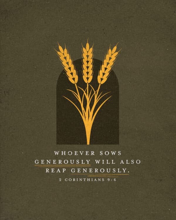 whoever sows generously will also reap generously. - 2 Corinthians 9:6