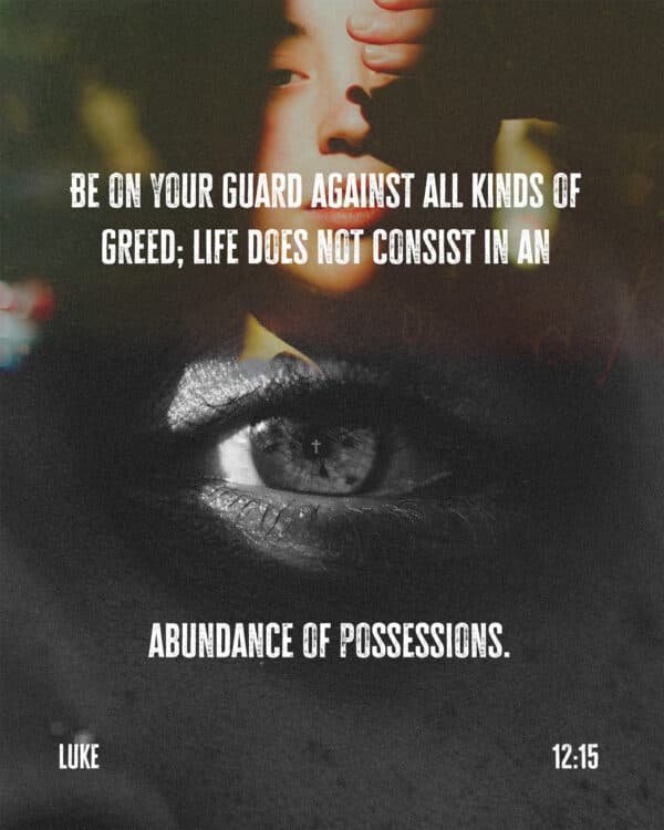Be on your guard against all kinds of greed; life does not consist in an abundance of possessions. - Luke 12:15