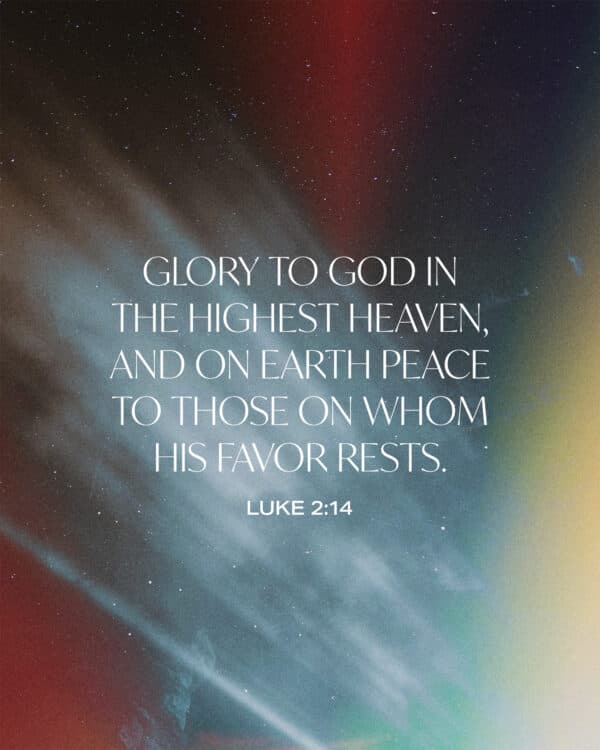Glory to God in the highest heaven, and on earth peace to those on whom his favor rests. - Luke 2:14