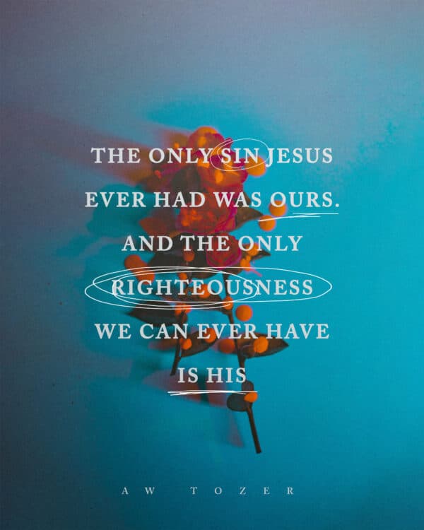 "The only sin Jesus ever had was ours. And the only righteousness we can ever have is His." - AW Tozer