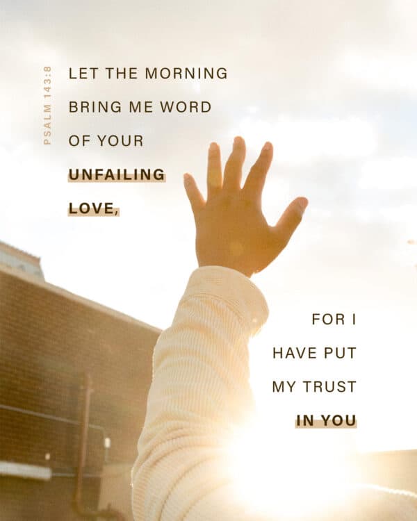 "Let the morning bring me word of your unfailing love, for I have put my trust in you." - Psalm 143:8