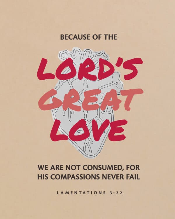 "Because of the Lord’s great love we are not consumed, for his compassions never fail." - Lamentations 3:22