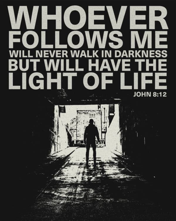 "Whoever follows me will never walk in darkness, but will have the light of life." - John 8:12