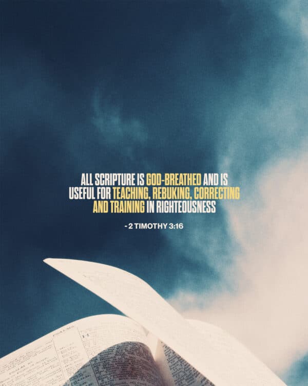 All Scripture is God-breathed and is useful for teaching, rebuking, correcting and training in righteousness - 2 Timothy 3:16