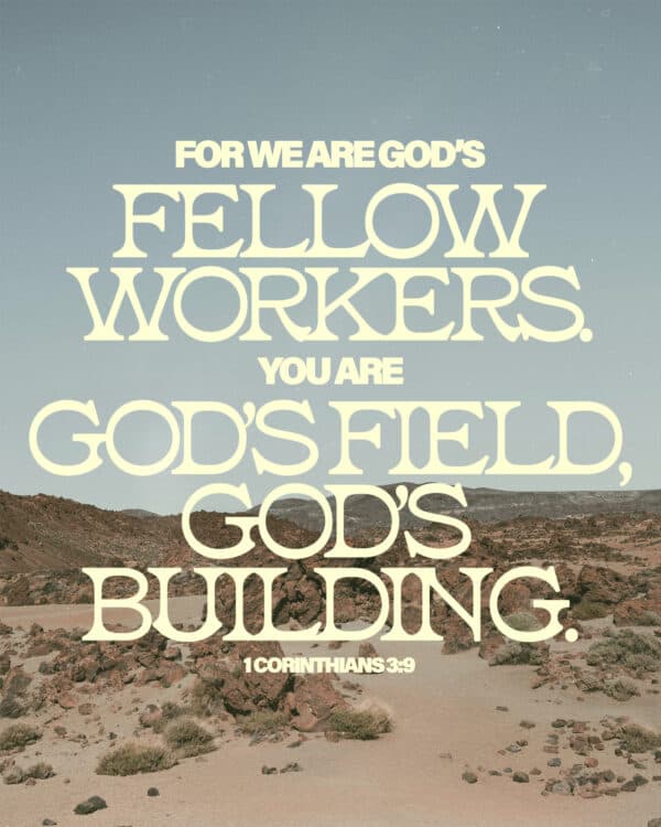 "For we are God’s fellow workers. You are God’s field, God’s building." - 1 Corinthians 3:9