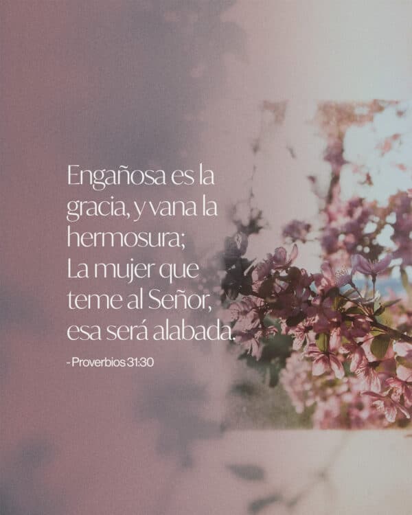 Engañosa es la gracia, y vana la hermosura; La mujer que teme al Señor, esa será alabada. - Proverbios 31: 30