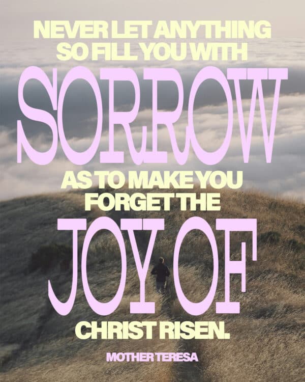 "Never let anything so fill you with sorrow as to make you forget the joy of Christ risen." - Mother Teresa