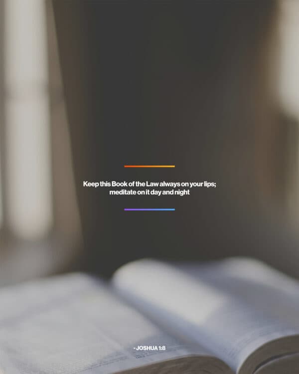 Keep this Book of the Law always on your lips; meditate on it day and night - Joshua 1:8