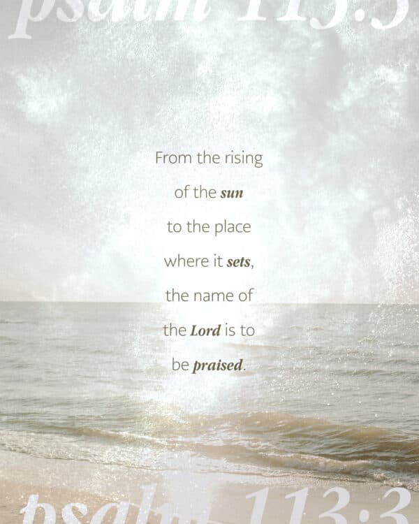 From the rising of the sun to the place where it sets, the name of the Lord is to be praised. - Psalm 113:3