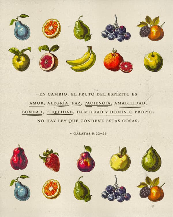 En cambio, el fruto del Espíritu es amor, alegría, paz, paciencia, amabilidad, bondad, fidelidad, humildad y dominio propio. No hay ley que condene estas cosas. Gálatas 5:22-23