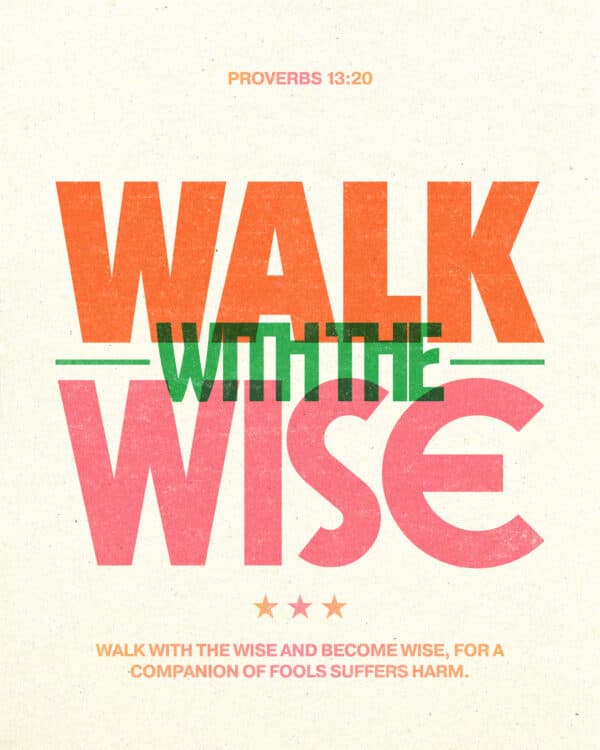 Walk with the wise and become wise, for a companion of fools suffers harm. - Proverbs 13:20