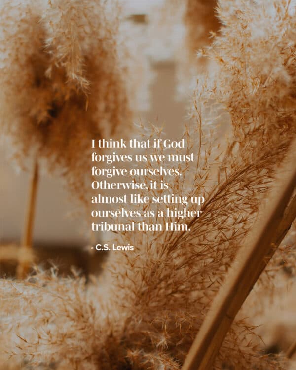 "I think that if God forgives us we must forgive ourselves. Otherwise, it is almost like setting up ourselves as a higher tribunal than Him." - C.S. Lewis