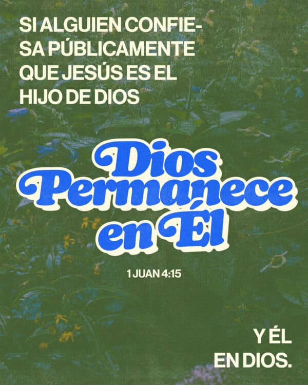 Si alguien confiesa públicamente que Jesús es el Hijo de Dios, Dios permanece en Él y Él en Dios. - 1 Juan 4:15