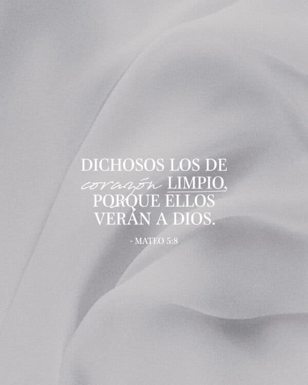 Dichosos los de corazón limpio, porque ellos verán a Dios. - Mateo 5:8