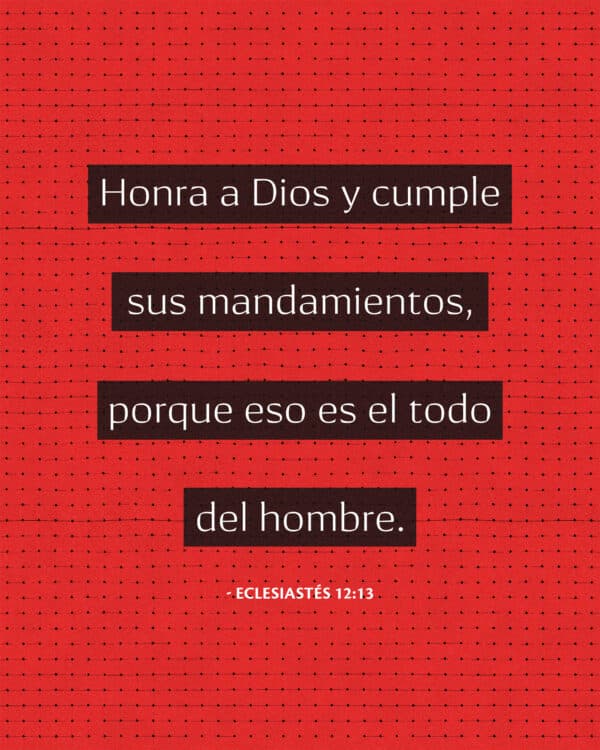 Honra a Dios y cumple sus mandamientos, porque eso es el todo del hombre. - Eclesiastés 12:13
