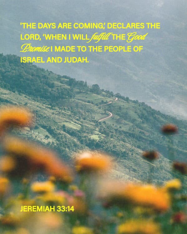 'The days are coming,’ declares the Lord, ‘when I will fulfill the good promise I made to the people of Israel and Judah. - Jeremiah 33:14
