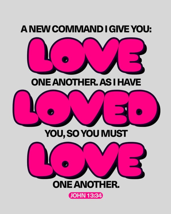 A new command I give you: Love one another. As I have loved you, so you must love one another. - John 13:34