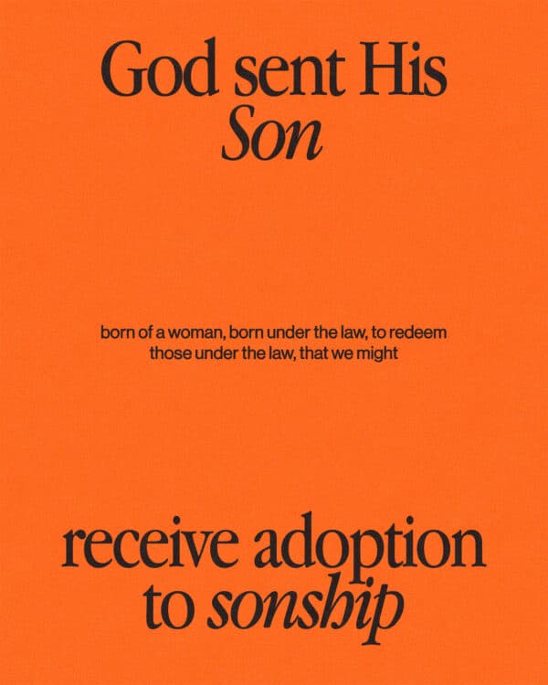 God sent his Son, born of a woman, born under the law, to redeem those under the law, that we might receive adoption to sonship. - Galatians 4:4-5