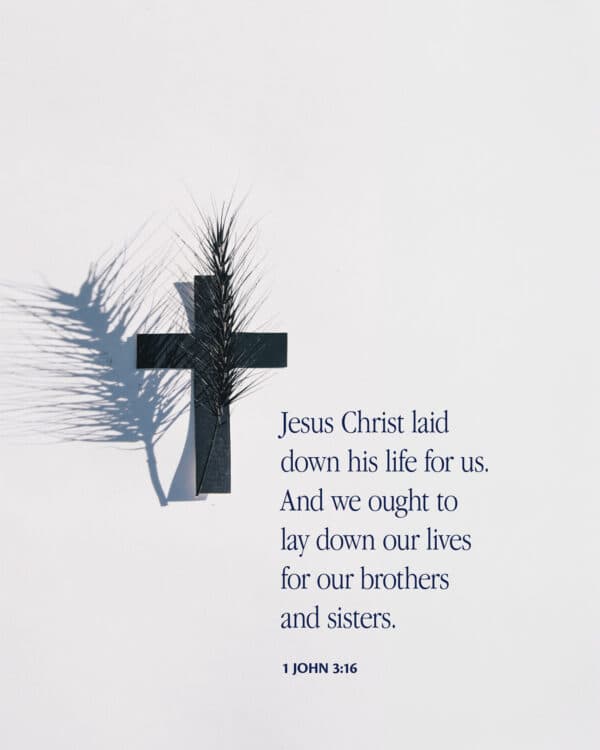 Jesus Christ laid down his life for us. And we ought to lay down our lives for our brothers and sisters. - 1 John 3:16