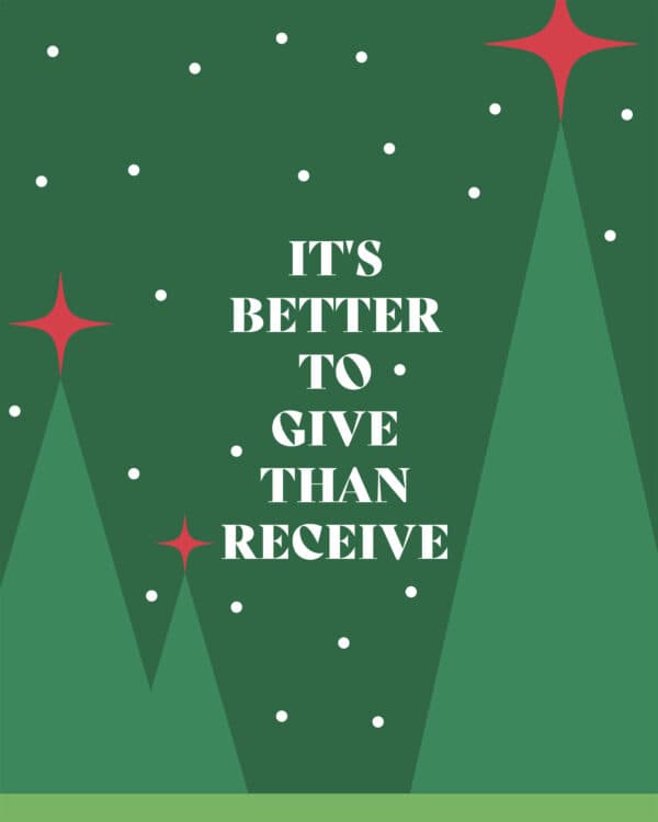 It's better to give than receive