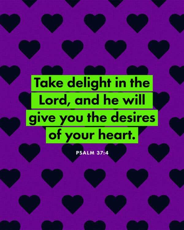 Take delight in the Lord, and he will give you the desires of your heart. - Psalm 37:4