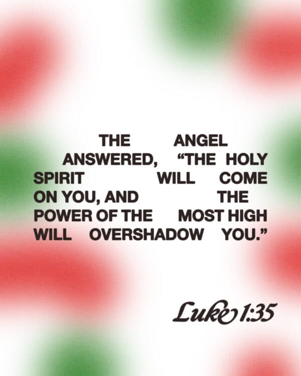 The angel answered, “The Holy Spirit will come on you, and the power of the Most High will overshadow you." - Luke 1:35